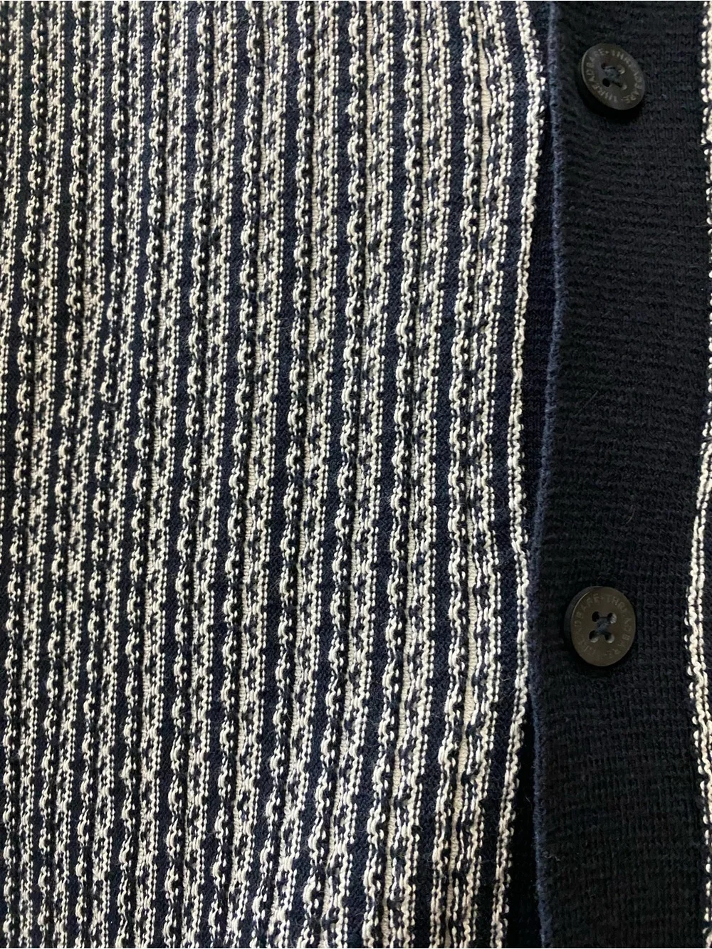 Threadbare Men’s XL Navy & White Textured Knit Button Front Polo Sweater Shirt